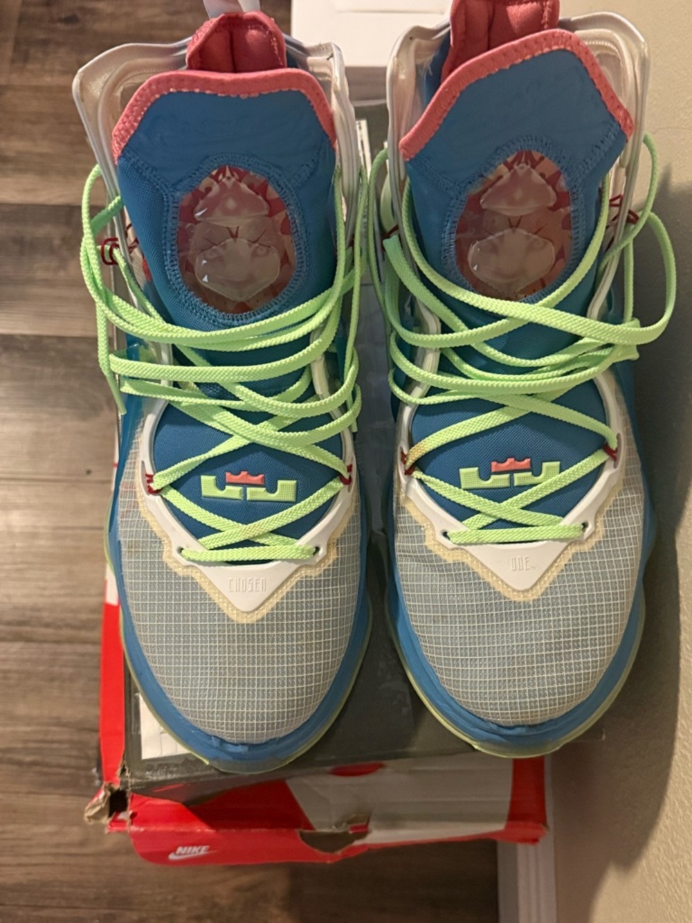 Nike Men’s LeBron High-Top Basketball Shoes - Blue/Pink/Green - Picture 2 of 4